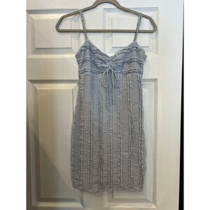 NWOT Hello Molly Mini Dress Light Blue Ruffle Textured Ruched Coquette